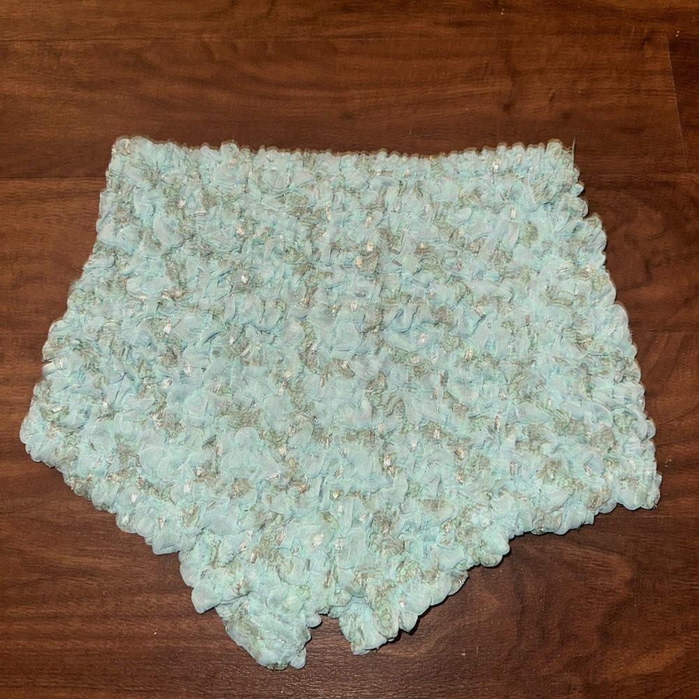 Textured Light Blue Shorts